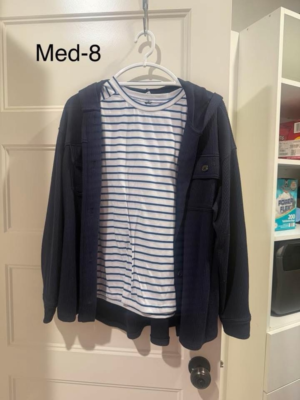 Unbranded Navy Button-Front Hooded Shirt Jacket